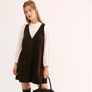 Free People Retro Love Suede Dress Chocolate Brown